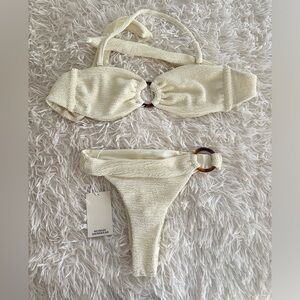 NWT Monday Swimwear Bikini Set Ivory Crinkle